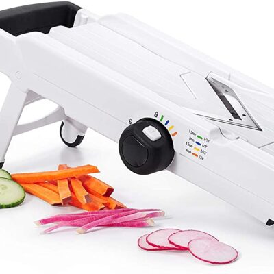 OXO Mandoline Slicer With Sliced Vegetables