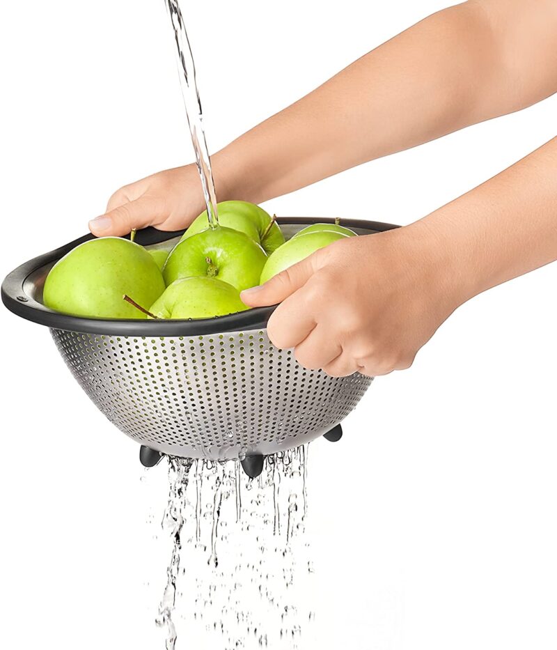 Apples draining in colander